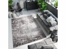 Tapiso tapis salon chambre nil moderne gris fumé blanc rayures doux effet 3d 80x150 cm 8007 1 644 0,80*1,50 NIL