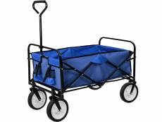 Tectake chariot de jardin pliable 80 kg - bleu 402595