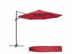 Tectake parasol daria 300 cm avec pied déporté et housse de protection - rouge bordeaux 403135