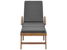 Vidaxl chaise longue avec coussin bois de teck solide gris foncé 48023