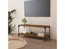 Vidaxl meuble tv chêne fumé 100x33x41 cm bois d'ingénierie et acier