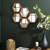 Alida - Miroir 's' marron structure bois teck recyclé forme hexagone - Marron