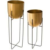 Atmosphera - Set de 2 pots métal doré D16 18,5cm