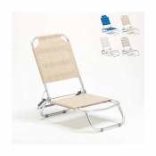 Beach And Garden Design Chaise transat de plage pliante piscine aluminium Tropical, Couleur: Beige