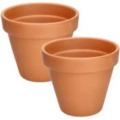Beijiyi - Lot de 2 pots de fleurs en terre cuite - 17 cm - Avec bord - Pour l'intérieur et le jardin