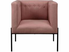Birham - fauteuil tissu rose pieds métal