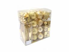 Boîte 80 pièces décorations de noel multi-formes, ornements, ensemble assortiment de boules de noel, boîte ensemble arbre de noel, couleur or, 3 à 7 c