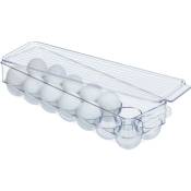 Boîte à œuf, pour 14 œufs, couvercle, empilable, entretien facile, pour réfrigérateur, plastique, transparent - Relaxdays