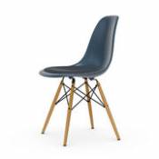 Chaise DSW - Eames Plastic Side Chair / (1950) - Galette d'assise / Bois clair - Vitra bleu en plastique