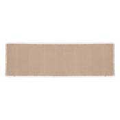 Chemin de table à franges coton beige 38x140 cm