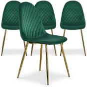 Cotecosy - Lot de 4 chaises matelassées Norway Velours Vert - Vert