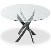 Cotecosy - Table ronde en verre Corix pieds Métal - Transparent