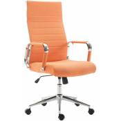 Décoshop26 - Fauteuil de bureau en tissu orange avec assise rembourrée pivotant