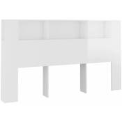 Décoshop26 - Tête de lit avec rangement accessoire de lit table de chevet étagère 180 x 18,5 x 104,5 cm mdf blanc brillant