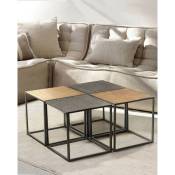 Domino - Table basse carrée en métal bicolore noir