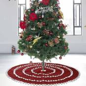Ersandy - Jupes d'arbre de Noël Jupe d'arbre de Noël en peluche rouge Base de tapis de sol Couverture de fête de Noël Décor de fête de Noël Jupe