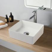 Godart - Vasque à poser carrée 38.5 x 38.5 cm - Blanc brillant - Rebords fins - Carrare