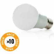 Greenice - Pack 10 Ampoules LEDs Sphérique Aluminium/PC E27 7W 630Lm 30.000H