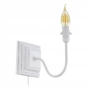Lampe à lampes murale, acier blanc-patine E14 1x40w L: 13 cm B: 20 cm H: 19cm avec interrupteur de câble