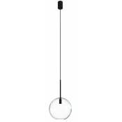 Licht-erlebnisse - Lampe à suspendre verre rond boule Ø20cm Design rétro - noir, transparent