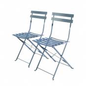 Lot de 2 chaises de jardin pliables - Emilia bleu grisé