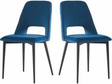 Lot de 2 chaises en velours "fedora" - bleu foncé