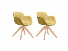 Lot de 2 chaises rotatives en tissu jaune chiné et pieds bois - twist 66087568lot2