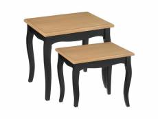 Lot de 2 tables d'appoint gigognes en bois coloris noir / naturel