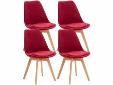 Lot de 4 chaises de cuisine linares , rouge/velours