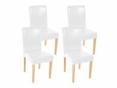 Lot de 4 chaises de séjour littau ~ simili-cuir, blanc, pieds clairs