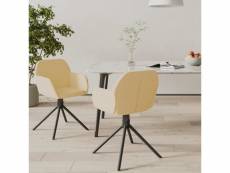 Lot de chaises pivotantes de salle à manger 2 pcs crème velours - crème - 58,5 x 54 x 79,5 cm