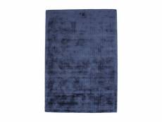 Luxury - tapis en viscose effet soyeux bleu foncé