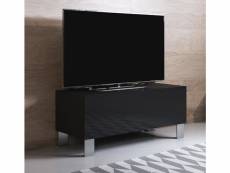 Meuble tv 1 porte | 100 x 42 x 40cm | pieds en aluminium | noir finition brillante | modèle luke h1 TVSD031BLBLPA-1BOX