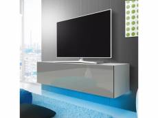 Meuble tv - SKYLARA - blanc mat / gris brillant - 160