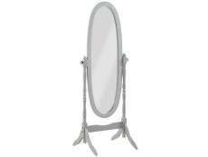 Miroir sur pied, psyché, miroir oval en bois gris