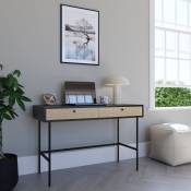 Mobilier Deco - larry - Bureau 2 tiroirs en bois et métal noir - Bois