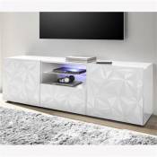 Nouvomeuble Grand meuble TV laqué design blanc avec