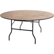 Oviala - Table pliante ronde en bois 10 places 170cm