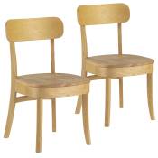 Pack de 2 chaises couleur chêne, bois massif