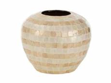 Paris prix - vase design en bambou "mosaïque" 26cm beige
