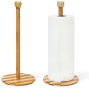 Relaxdays - 2x Porte rouleau essuie-tout en bois hlp : 33x15x15 cm support pour papier absorbant dérouleur en bambou, nature