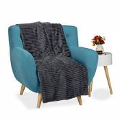 Relaxdays Couverture polaire couvre-lit moelleux housse canapé fauteuil jetée de lit plaid 150 x 200 uni, anthracite