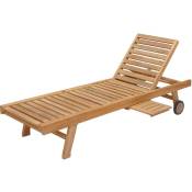 Salento - bain de soleil en teck - chaise longue pliante - Bain de Soleil Pratique et Confortable - teck naturel