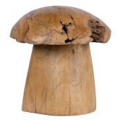 Sculpture artisanale champignon en bois de teck h.