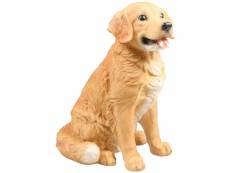 Statue de jardin chien golden retriever en résine assis