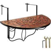 Table de balcon en Acier, mosaïque et ciment avec des crochets solides en métal 75 x 65 x 62 cm - marron terracotta