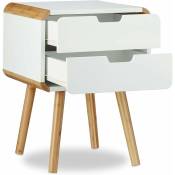 Table de chevet avec 2 tiroirs table console en blanc optique bois table de nuit chambre à coucher HxlxP: 55 x 40 x 40 cm, blanc