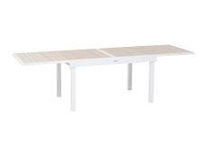 Table extensible rectangulaire alu Piazza Beige/Lin - 6 à 10 places