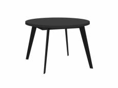 Table ronde extensible 110-155 cm plateau noir - pieds