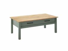 Tina - table basse rectangulaire 1 tiroir bois et vert